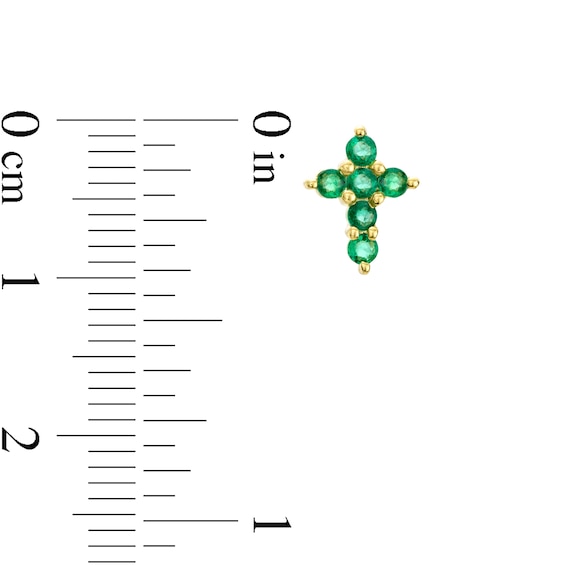 Emerald Mini Cross Stud Earrings in 10K Gold