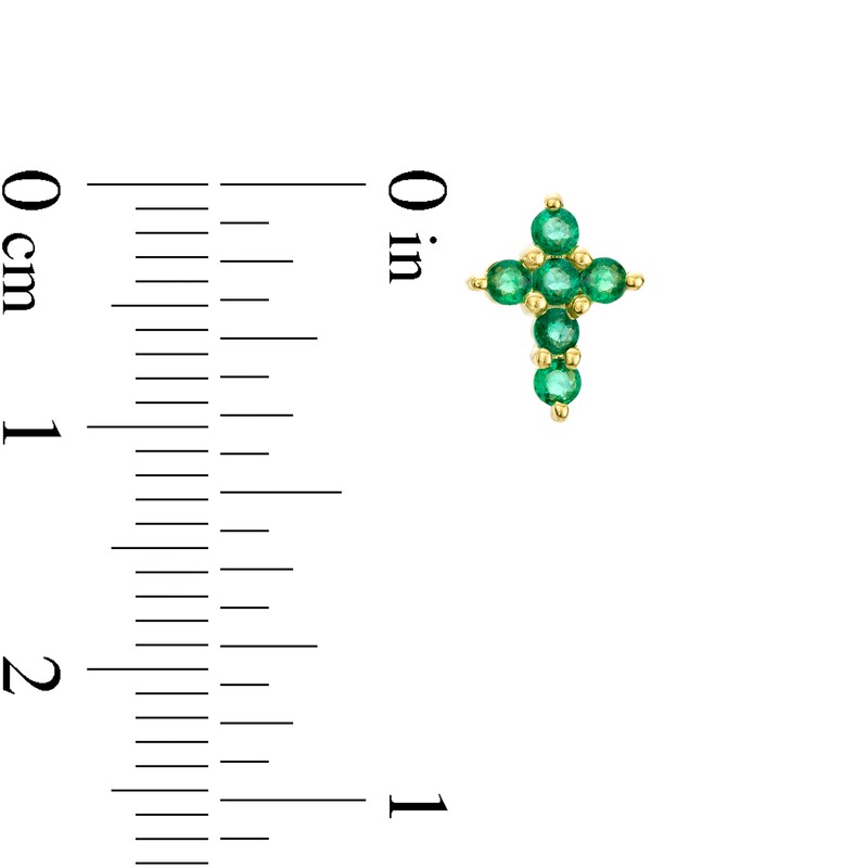 Main Image 3 of Emerald Mini Cross Stud Earrings in 10K Gold