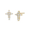 White Topaz Mini Cross Stud Earrings in 10K Gold