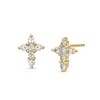 Thumbnail Image 1 of White Topaz Mini Cross Stud Earrings in 10K Gold