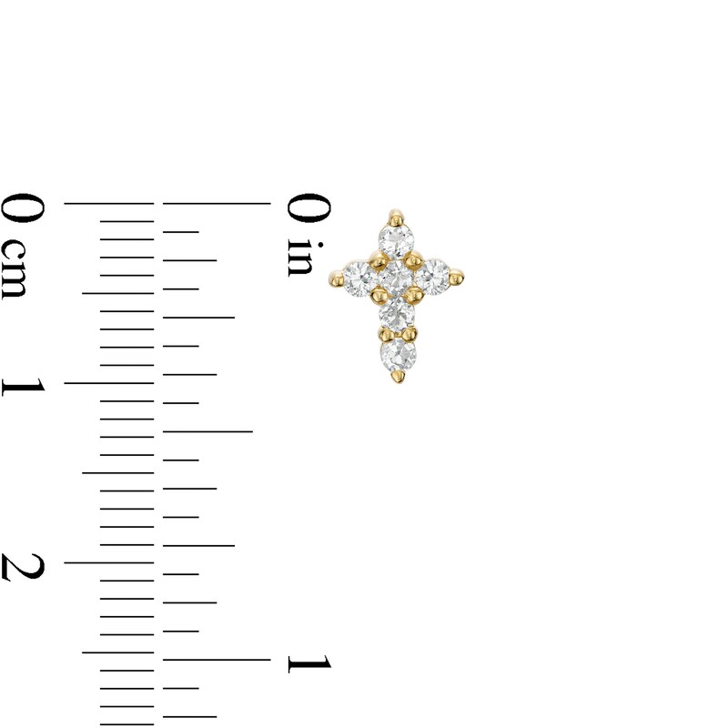 White Topaz Mini Cross Stud Earrings in 10K Gold