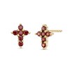 Thumbnail Image 1 of Garnet Mini Cross Stud Earrings in 10K Gold