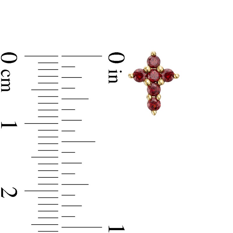 Main Image 3 of Garnet Mini Cross Stud Earrings in 10K Gold