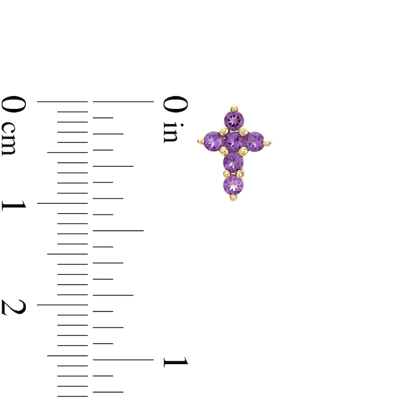 Main Image 3 of Amethyst Mini Cross Stud Earrings in 10K Gold