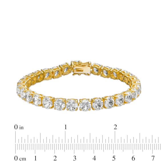 6.0mm White Lab-Created Sapphire Tennis Bracelet in 18K Gold Over Silver - 7.25"
