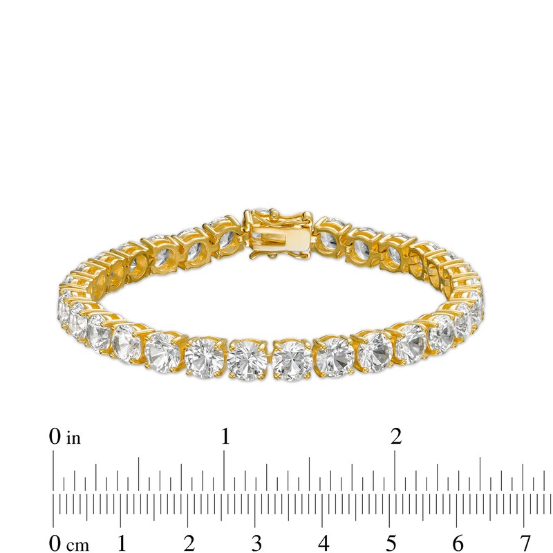 6.0mm White Lab-Created Sapphire Tennis Bracelet in 18K Gold Over Silver - 7.25"