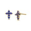 Thumbnail Image 1 of Blue Sapphire Mini Cross Earrings in 10K Gold