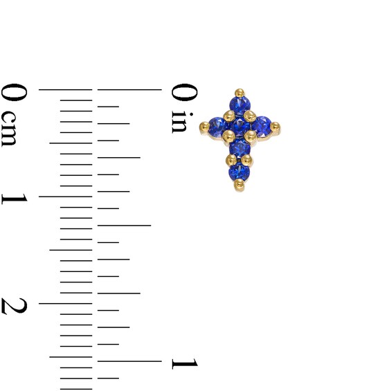 Blue Sapphire Mini Cross Earrings in 10K Gold