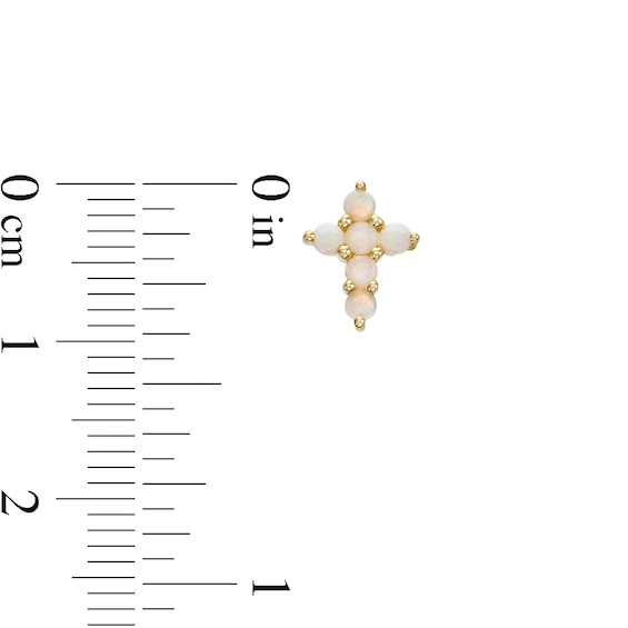 Opal Mini Cross Stud Earrings in 10K Gold
