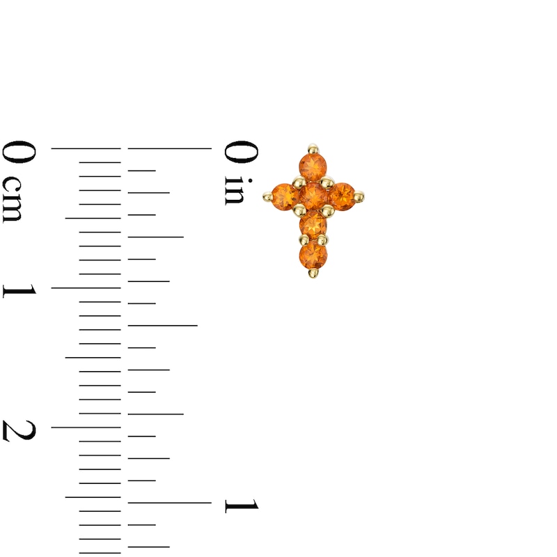 Main Image 3 of Citrine Mini Cross Stud Earrings in 10K Gold