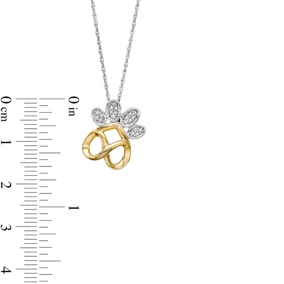 Diamond Accent Infinity Paw Print Pendant in Sterling Silver with 14K Gold Plate