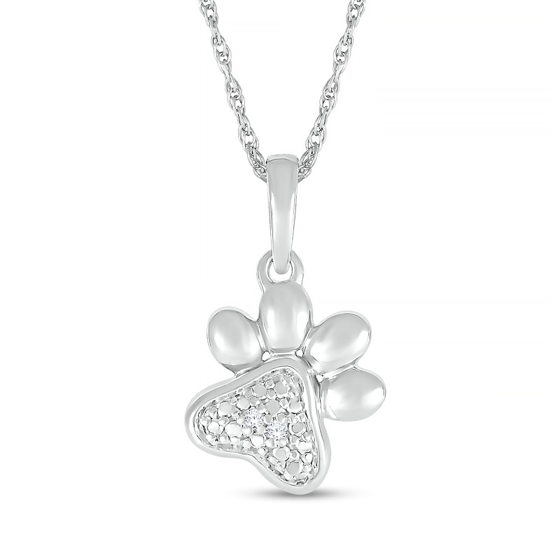 Diamond Accent Paw Print Pendant in Sterling Silver | Zales