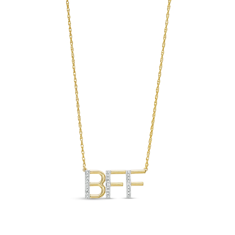 Main Image 1 of Diamond Accent "BFF" Necklace in Sterling Silver with 14K Gold Plate