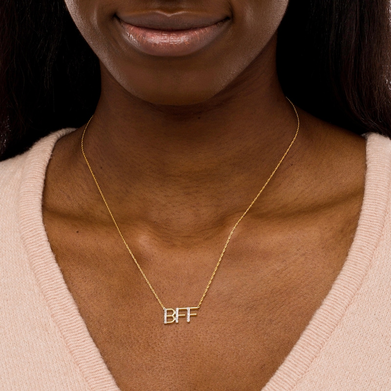 Main Image 2 of Diamond Accent "BFF" Necklace in Sterling Silver with 14K Gold Plate