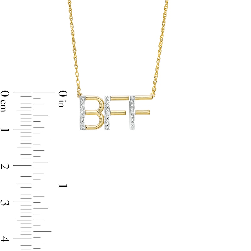 Main Image 3 of Diamond Accent "BFF" Necklace in Sterling Silver with 14K Gold Plate