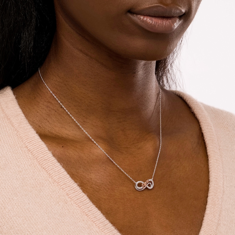Main Image 2 of Diamond Accent "BFF" Infinity Loop Necklace in Sterling Silver with 14K Gold Plate
