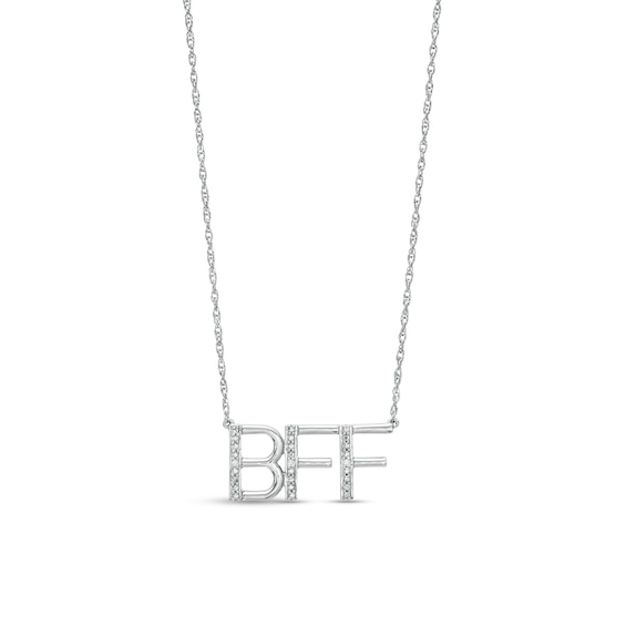 Diamond Accent "Bff" Necklace in Sterling Silver