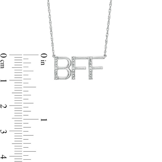 Diamond Accent "Bff" Necklace in Sterling Silver