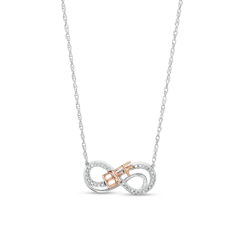 Main Image 1 of Diamond Accent "BFF" Infinity Loop Necklace in Sterling Silver with 14K Rose Gold Plate