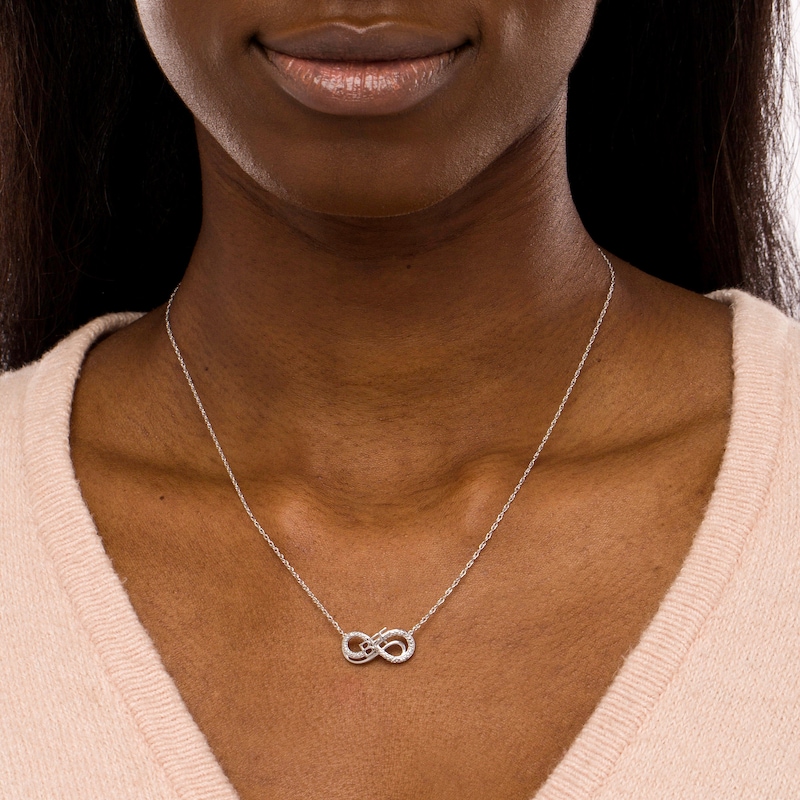 Main Image 2 of Diamond Accent "BFF" Infinity Loop Necklace in Sterling Silver with 14K Rose Gold Plate