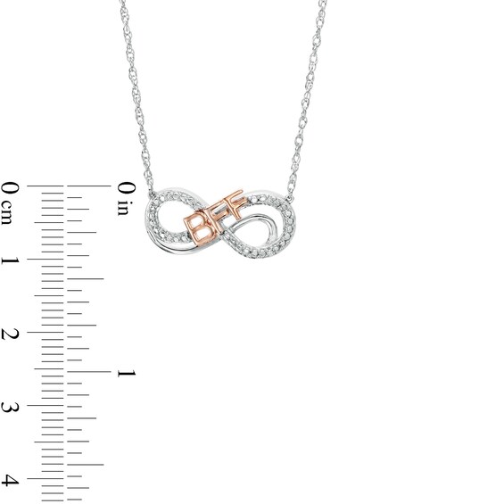 Diamond Accent "Bff" Infinity Loop Necklace in Sterling Silver with 14K Rose Gold Plate
