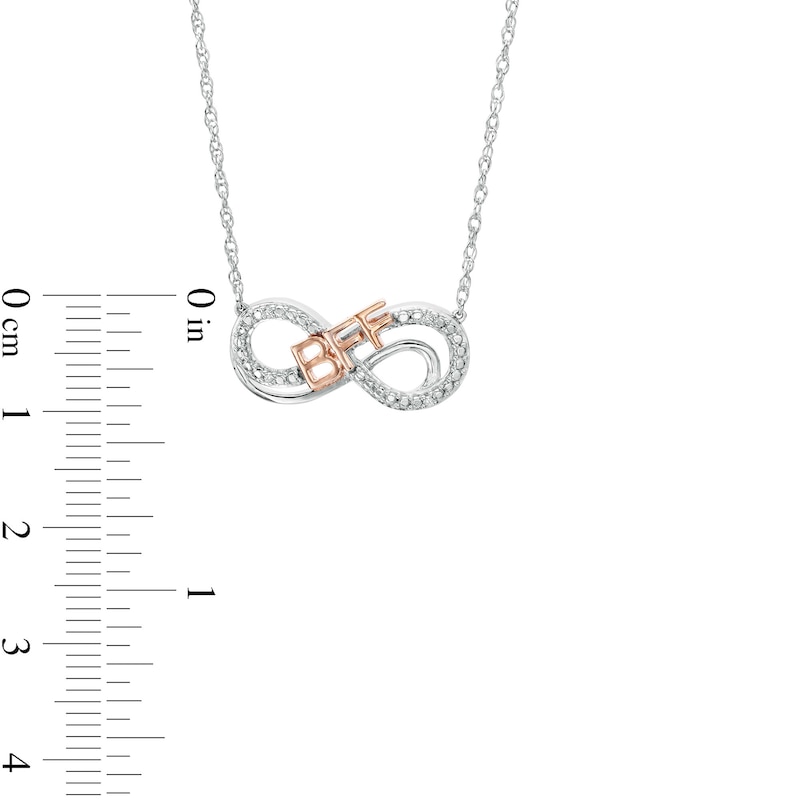 Main Image 3 of Diamond Accent "BFF" Infinity Loop Necklace in Sterling Silver with 14K Rose Gold Plate