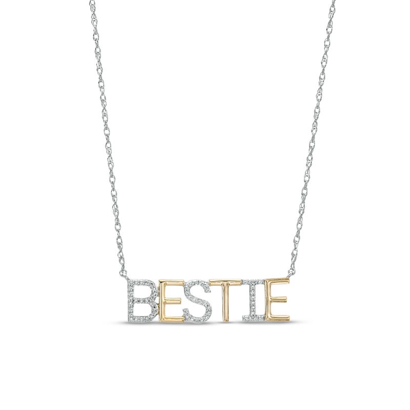 Main Image 1 of Diamond Accent "BESTIE" Necklace in Sterling Silver with 14K Gold Plate