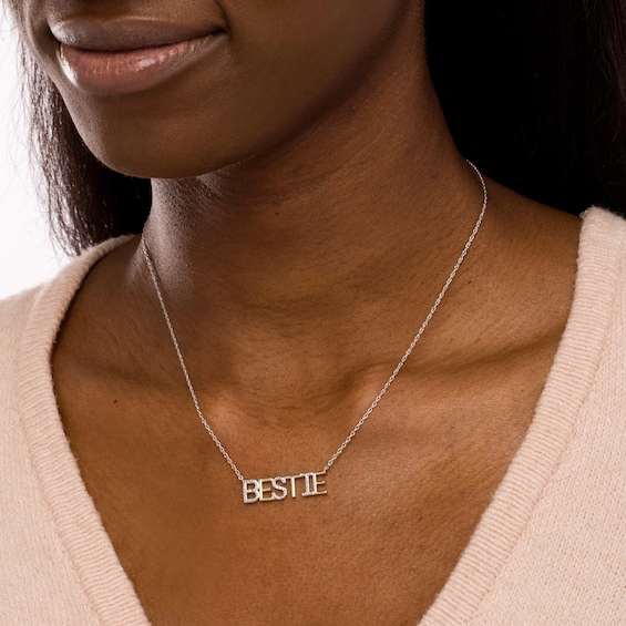 Diamond Accent "Bestie" Necklace in Sterling Silver with 14K Gold Plate