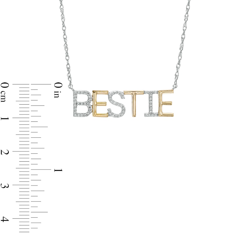 Main Image 3 of Diamond Accent "BESTIE" Necklace in Sterling Silver with 14K Gold Plate
