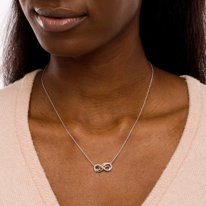 Main Image 2 of Diamond Accent "BFF" Infinity Loop Necklace in Sterling Silver