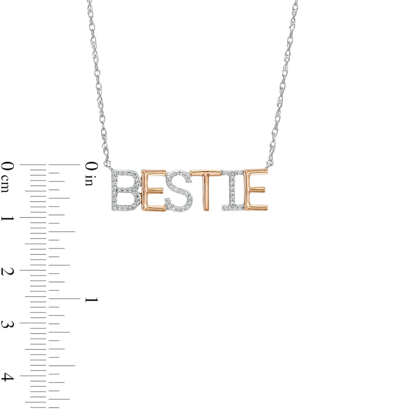 Main Image 3 of Diamond Accent "BESTIE" Necklace in Sterling Silver with 14K Rose Gold Plate