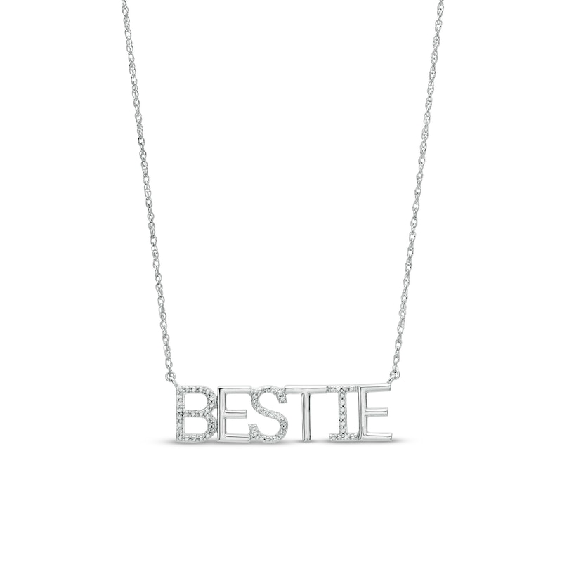 Main Image 1 of Diamond Accent "BESTIE" Necklace in Sterling Silver