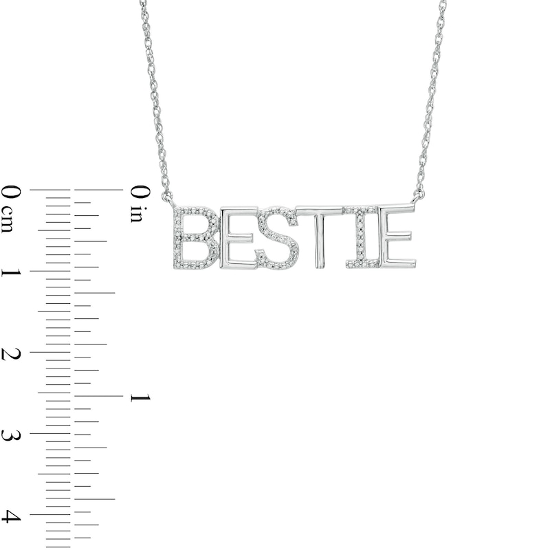Main Image 3 of Diamond Accent "BESTIE" Necklace in Sterling Silver