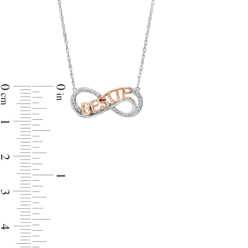 Diamond Accent "BESTIE" Infinity Loop Necklace in Sterling Silver with 14K Rose Gold Plate