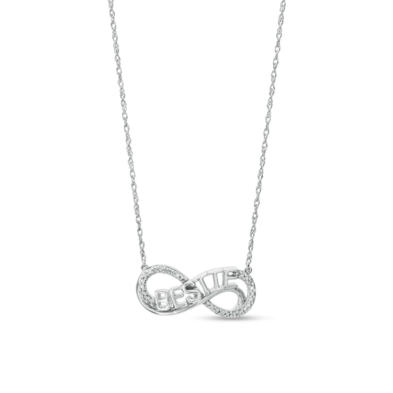 Diamond Accent "Bestie" Infinity Loop Necklace in Sterling Silver