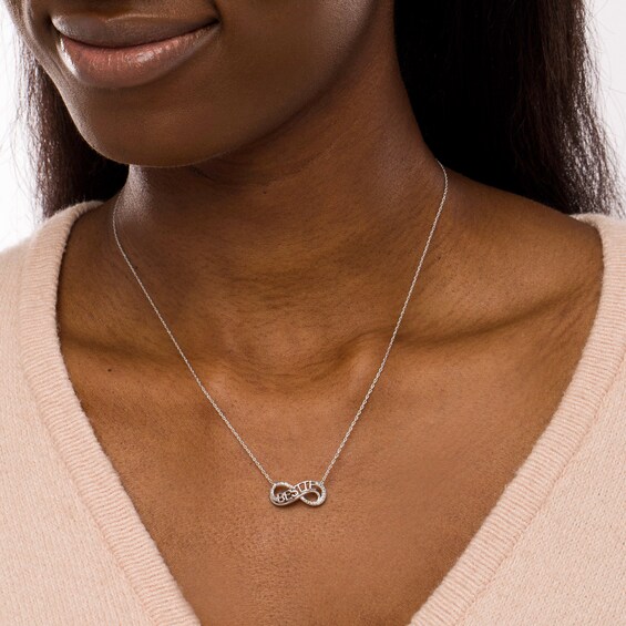 Diamond Accent "Bestie" Infinity Loop Necklace in Sterling Silver