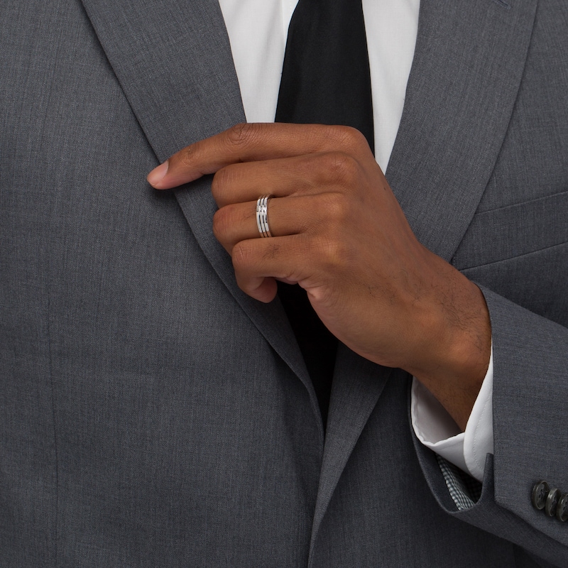 Main Image 2 of Vera Wang Love Collection Limited Edition 1/15 CT. T.W. Baguette Diamond Trio Wedding Band in 14K White Gold