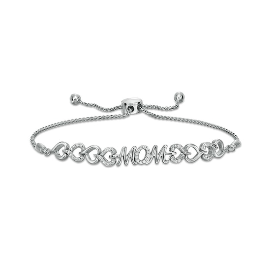 1/15 CT. T.w. Diamond Mom Heart Bolo Bracelet in Sterling Silver – 9.5"