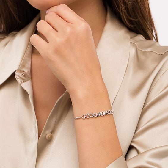 1/15 CT. T.w. Diamond Mom Heart Bolo Bracelet in Sterling Silver – 9.5"