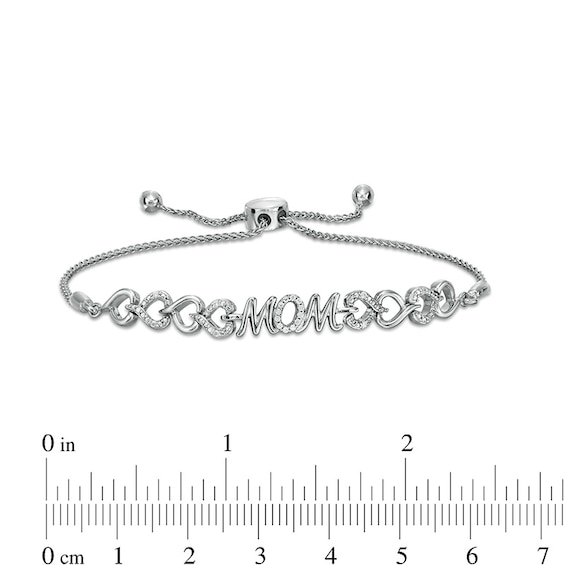 1/15 CT. T.w. Diamond Mom Heart Bolo Bracelet in Sterling Silver – 9.5"