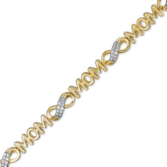 1/20 CT. T.w. Diamond Mom Infinity Loop Bracelet in Sterling Silver with 14K Gold Plate â 7.5"