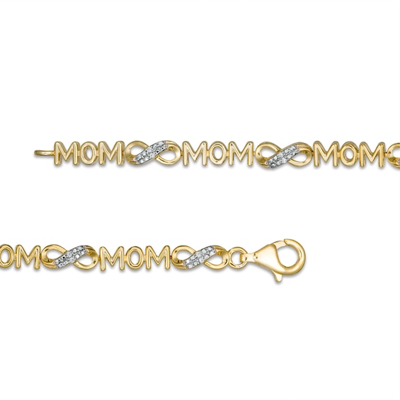 1/20 CT. T.w. Diamond Mom Infinity Loop Bracelet in Sterling Silver with 14K Gold Plate â 7.5"