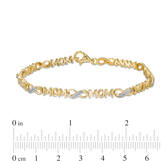 1/20 CT. T.w. Diamond Mom Infinity Loop Bracelet in Sterling Silver with 14K Gold Plate â 7.5"