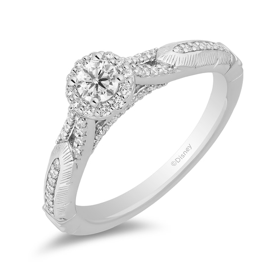 Enchanted Disney Pocahontas 1/2 CT. T.w. Diamond Split Shank Engagement Ring in 14K White Gold