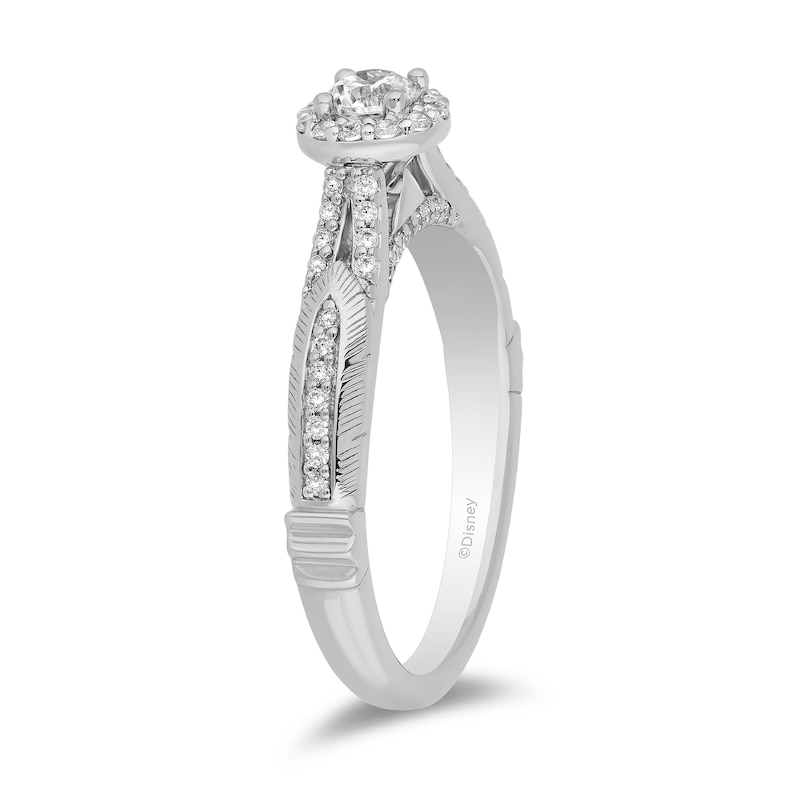 Main Image 2 of Enchanted Disney Pocahontas 1/2 CT. T.W. Diamond Split Shank Engagement Ring in 14K White Gold