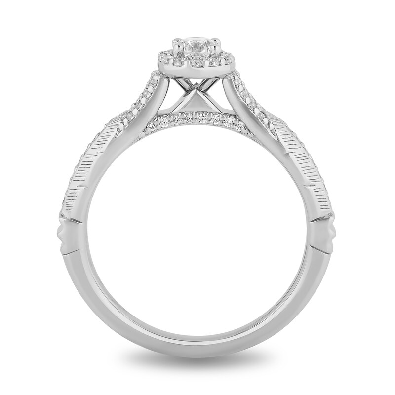 Main Image 3 of Enchanted Disney Pocahontas 1/2 CT. T.W. Diamond Split Shank Engagement Ring in 14K White Gold