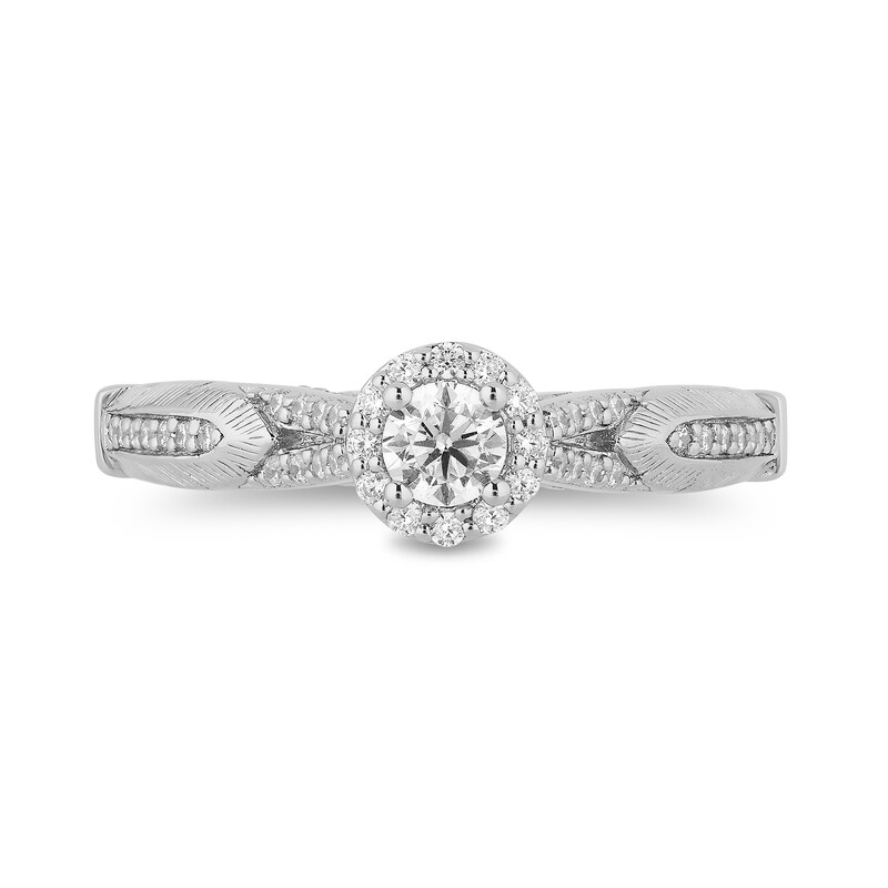 Main Image 4 of Enchanted Disney Pocahontas 1/2 CT. T.W. Diamond Split Shank Engagement Ring in 14K White Gold