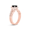 Thumbnail Image 2 of Oval Black Sapphire and 1/5 CT. T.W. Diamond Quatrefoil Frame Art Deco Vintage-Style Bridal Set in 10K Rose Gold