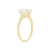 Thumbnail Image 2 of 8.0mm Cushion-Cut White Lab-Created Sapphire and 1/20 CT. T.W. Diamond Tri-Sides Ring in 10K Gold