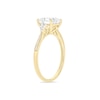 Thumbnail Image 1 of 8.0mm Cushion-Cut White Lab-Created Sapphire and 1/20 CT. T.W. Diamond Tri-Sides Ring in 10K Gold